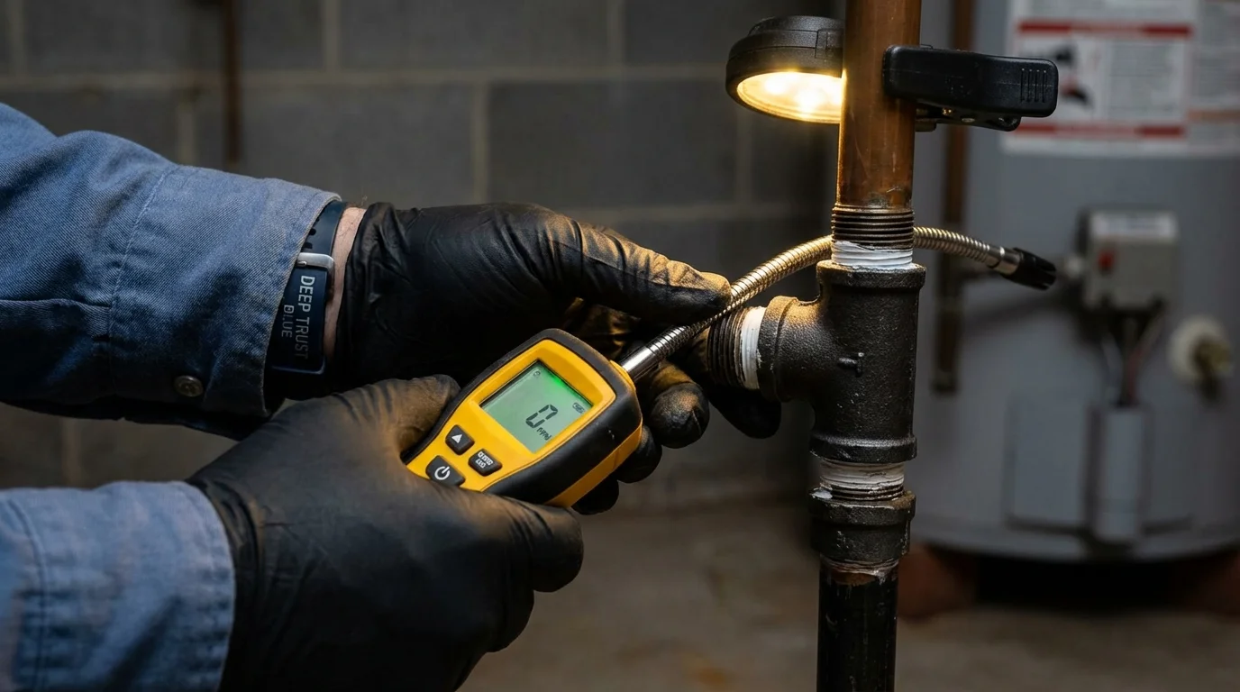 Gas leak detection with electronic sniffer by Johns Plumbing LLC in Frankenmuth