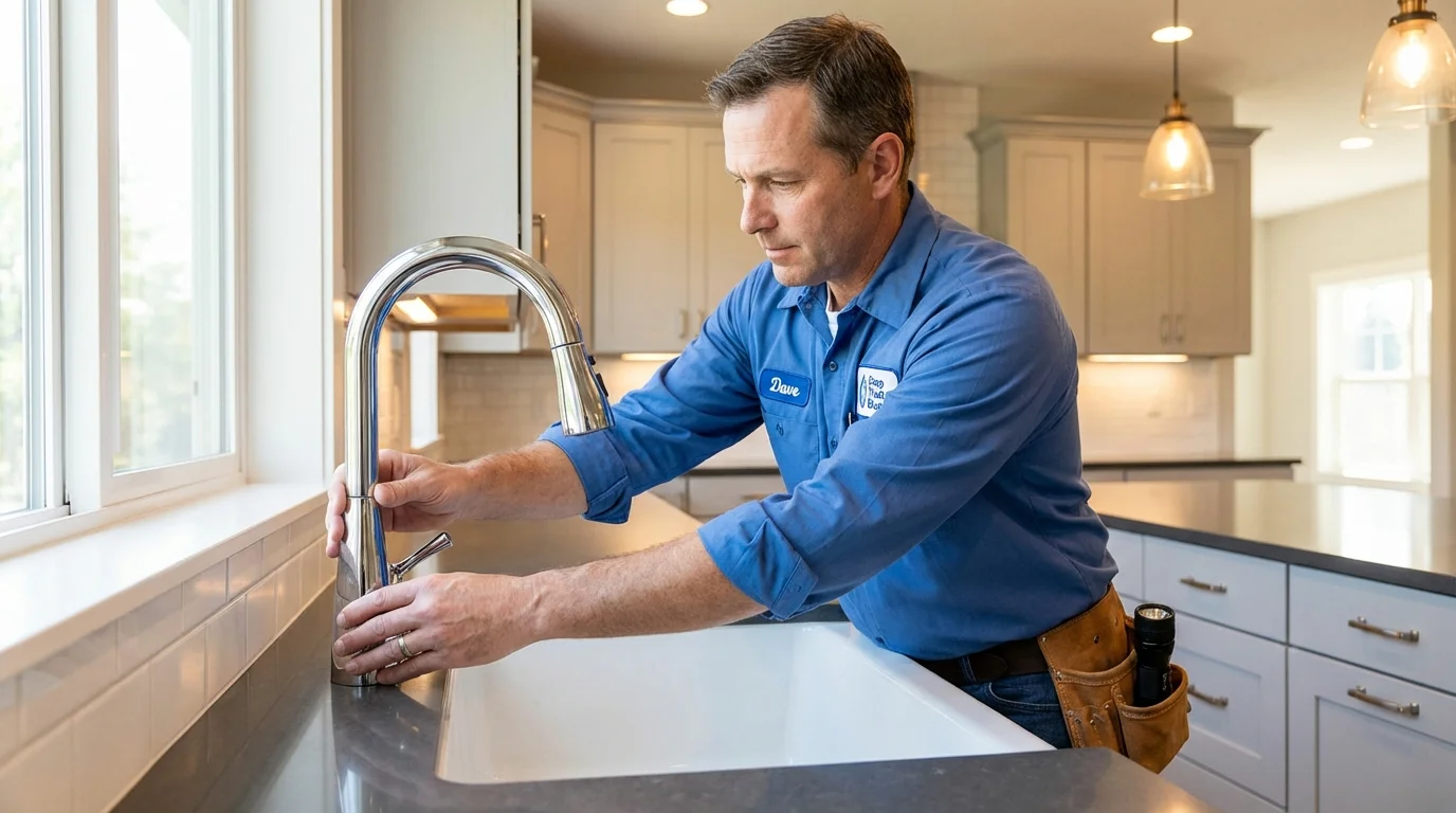 Kitchen faucet installation by Johns Plumbing LLC in Frankenmuth