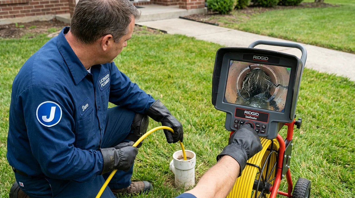 Sewer camera inspection being performed by Johns Plumbing LLC in Frankenmuth