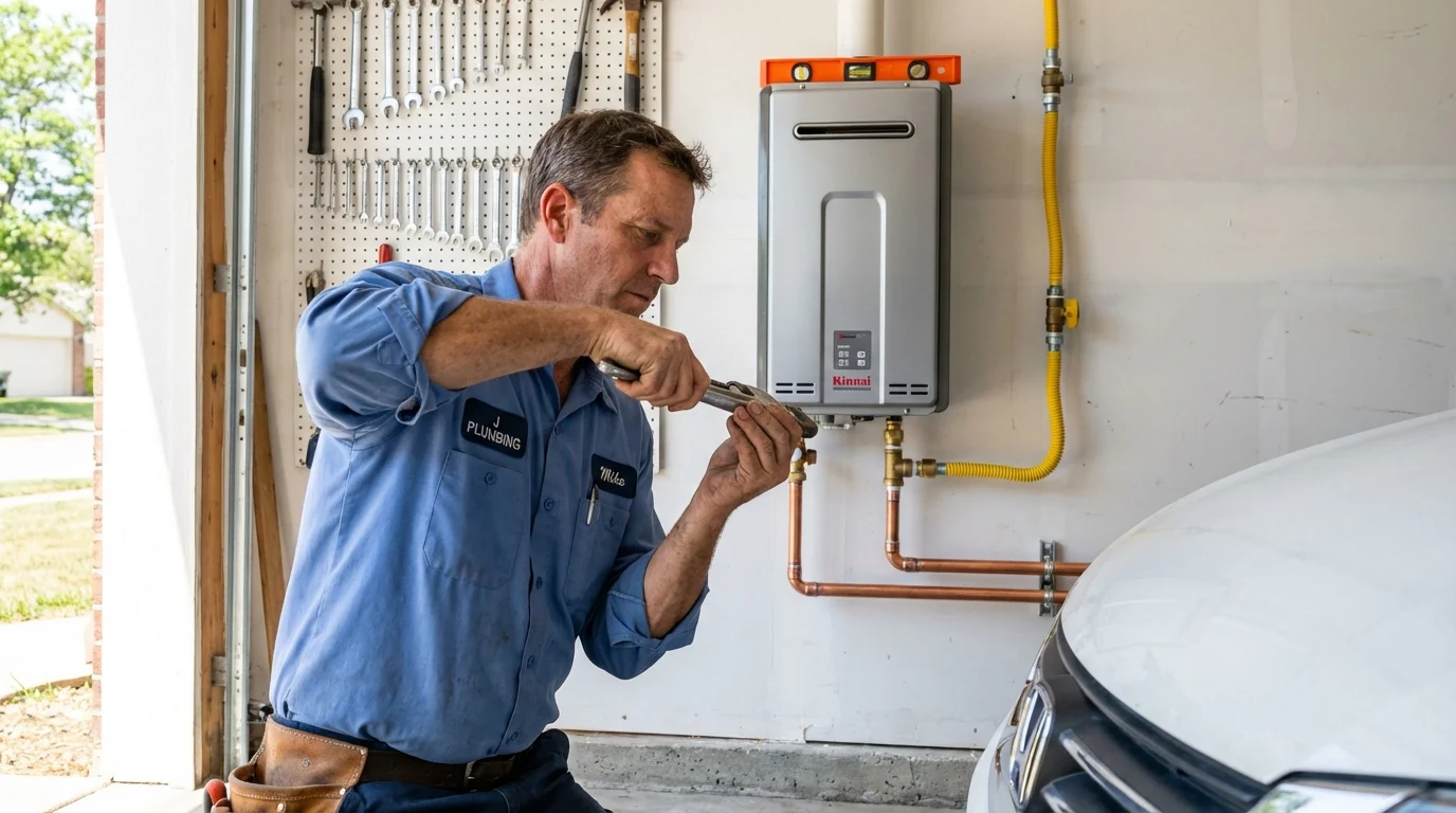 Tankless water heater installation by a Johns Plumbing LLC plumber in Frankenmuth